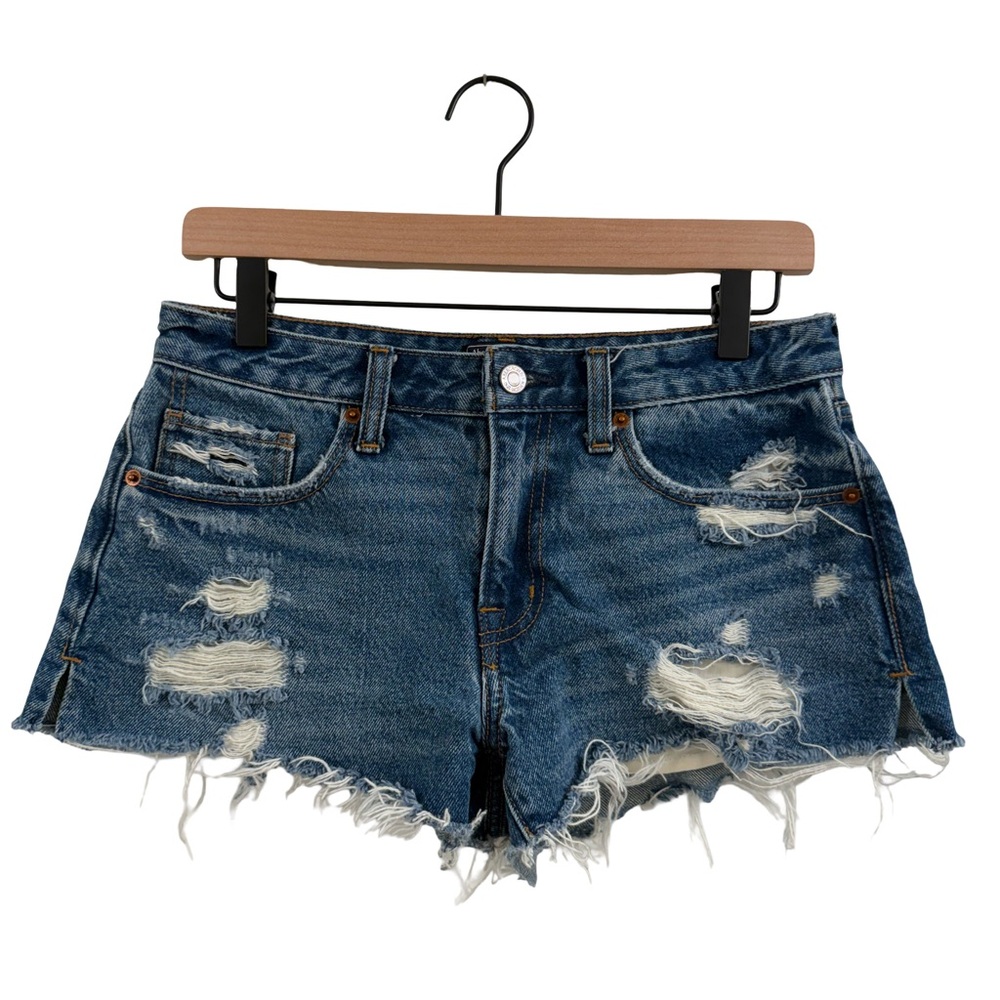 Abercrombie & Fitch Ripped Blue Jean Shorts